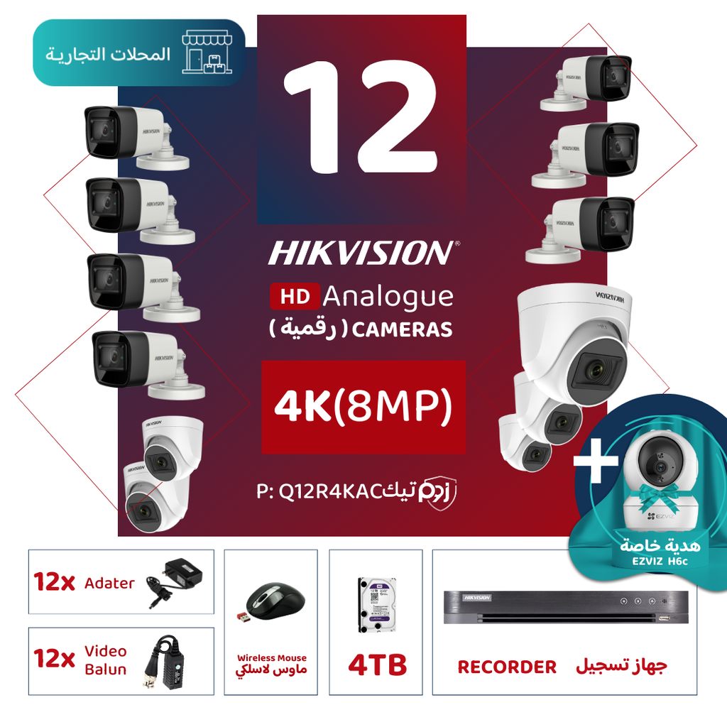 Integrated Commercial Package (12 4K/8MP-HD Digital Surveillance Cameras)