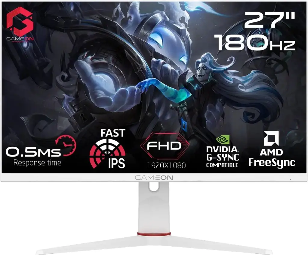 GAMEON MONITOR ( 27 - IPS - 180Hz - 0.5Ms - WHITE -  Support PS5 ) شاشه ابيض 