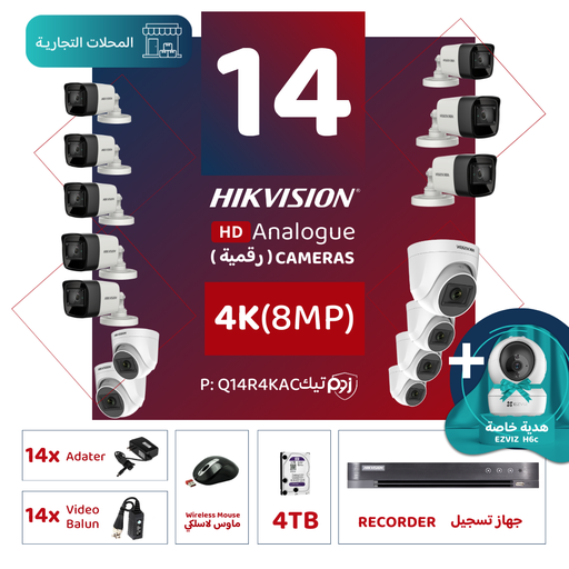 Integrated Commercial Package (14 4K/8MP-HD Digital Surveillance Cameras)