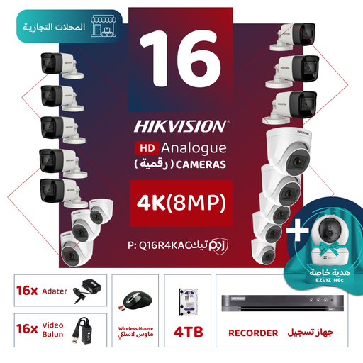 Integrated Commercial Package (16 4K/8MP-HD Digital Surveillance Cameras)